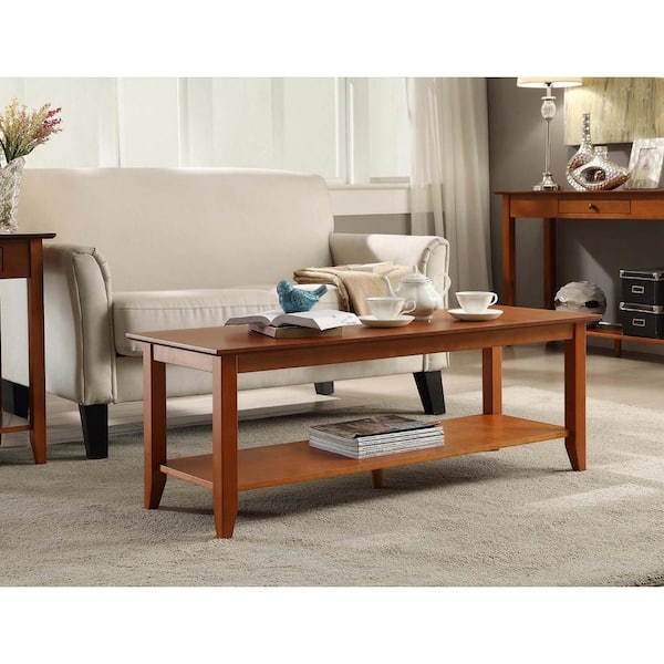 Convenience Concepts American Heritage 48 In Cherry Large Rectangle Wood Coffee Table With Shelf 7104088ch Rectangle Wood Coffee Table, Convenience Concepts American Heritage Hall Table With Drawer And Shelf Cherry