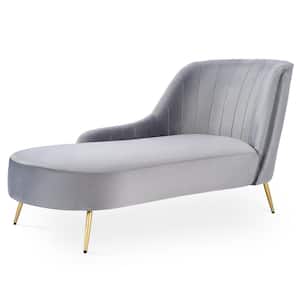 Gray Upholstery Right Arm Chaise Lounge Chair
