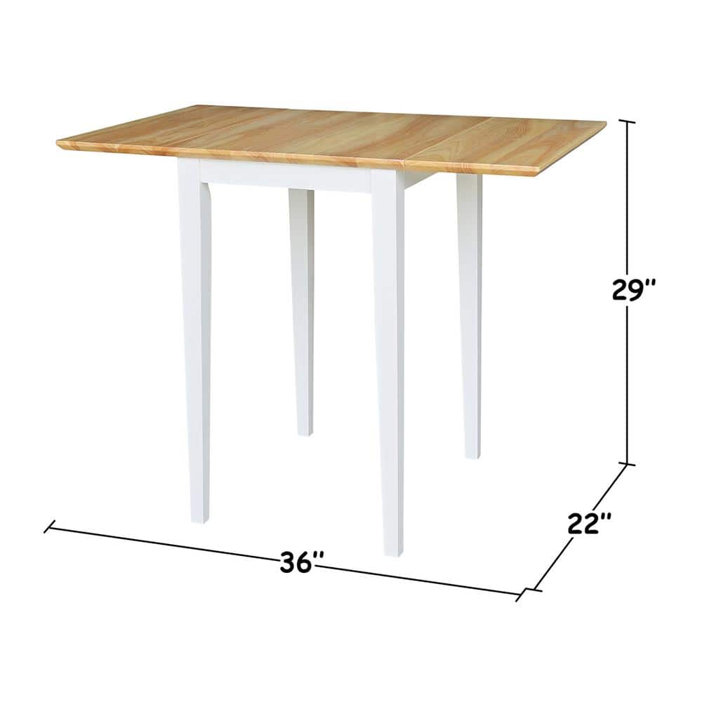 Elmwood White and Natural Solid Wood Extendable Dining Table