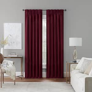 Serendipity Cabernet Solid Polyester 50 in. W x 63 in. L Light Filtering Single Pinch Pleat Back Tab Curtain Panel