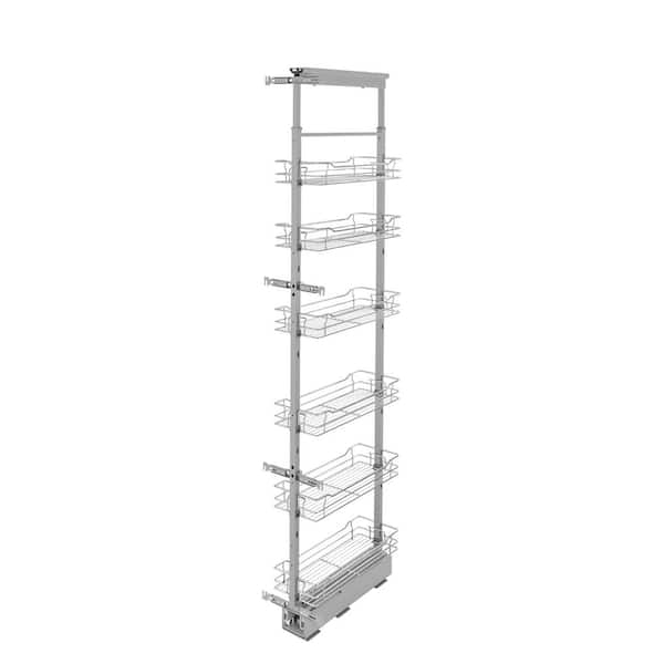 8 in. Chrome 4-Basket Pull-Out Pantry with Soft-Close Slides