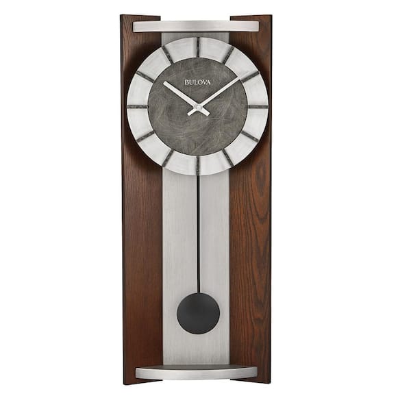 Bulova Contemporary Urban Rectangular Wall Clock With Hardwood Case In Espresso Stain C4808 The Home Depot - Modern Oak Pendulum Wall Clock