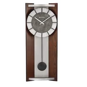 Contemporary Urban Rectangular Wall Clock with Hardwood Case in Espresso Stain
