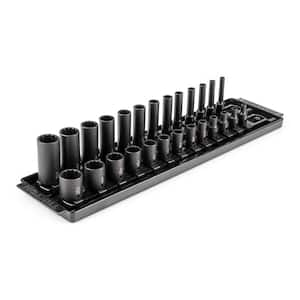 1/4 Inch Drive 12-Point Impact Socket Set with Rails and Tray, 26-Piece (5/32-11/16 in.)