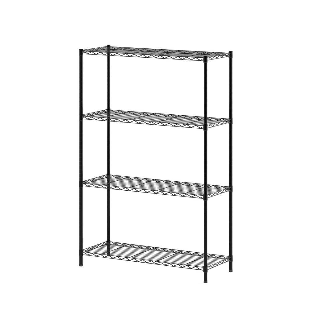 Furinno Wayar 4Tier Metal Storage Shelf Rack in Black (36 in. W x 54