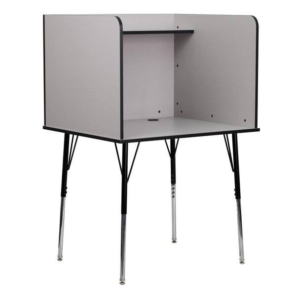 Flash Furniture Nebula Grey Finish Study Carrel with Adjustable Legs and Top Shelf