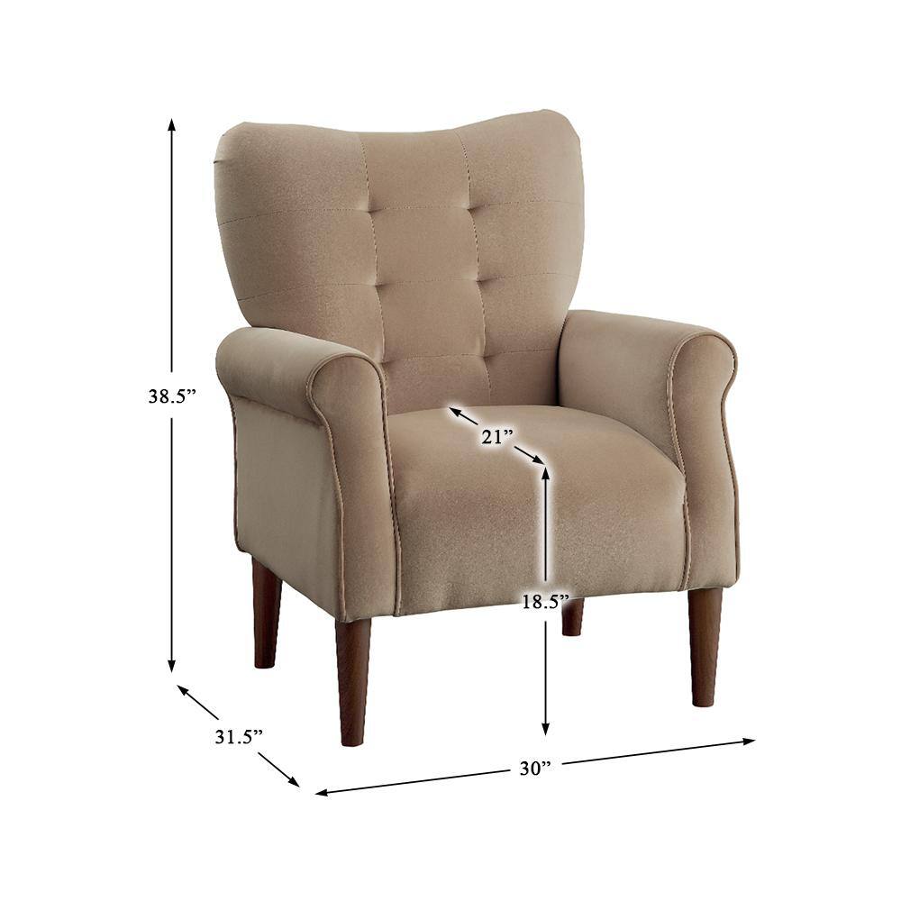Kyrie Taupe Velvet Accent Chair with Tapered Legs