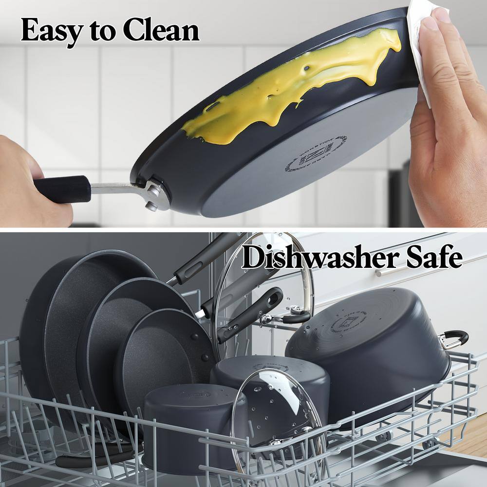 2.5 Quart Black Aluminum Nonstick Saucepan with Glass Lid