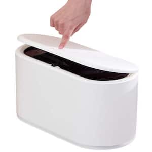 10 Liter Rectangular Plastic Trash Can Wastebasket with Press Type Lid in Cream White