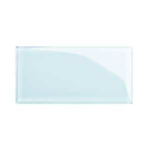 Morning Sky Blue 6 in. x 12 in. x 8mm Glass Subway Tile Sample