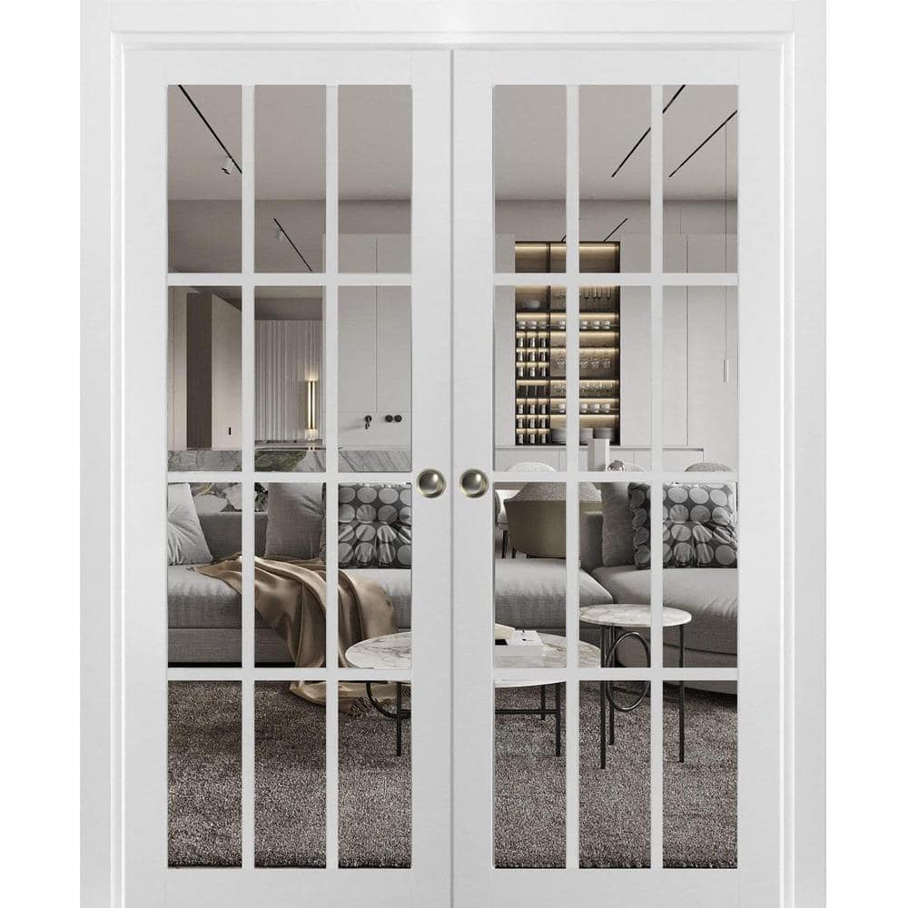 64 in. x 96 in. 1 Panel White Finished Pine Wood Sliding Door with Double Pocket Hardware price history on PriceWatchPro