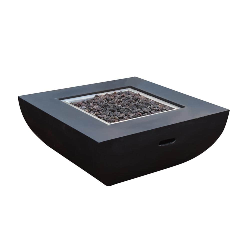 Black 37-Inch Square Gas Fire Pit Table