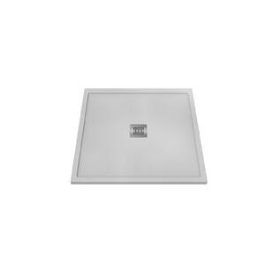 36 in. L x 36 in. W x 1.125 in. H Solid Composite Stone Shower Pan Base with Center Drain in White Sand