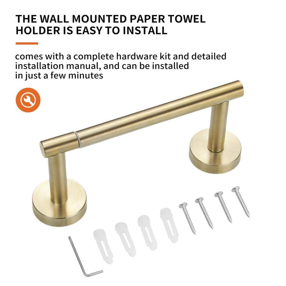 Brushed Gold Stainless Steel Wall Mounted Toilet Paper Holder