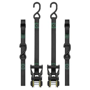 10 ft. Green Tactical Ratchet Tie Down Straps with 500 lb. Safe Work Load - 2 pack