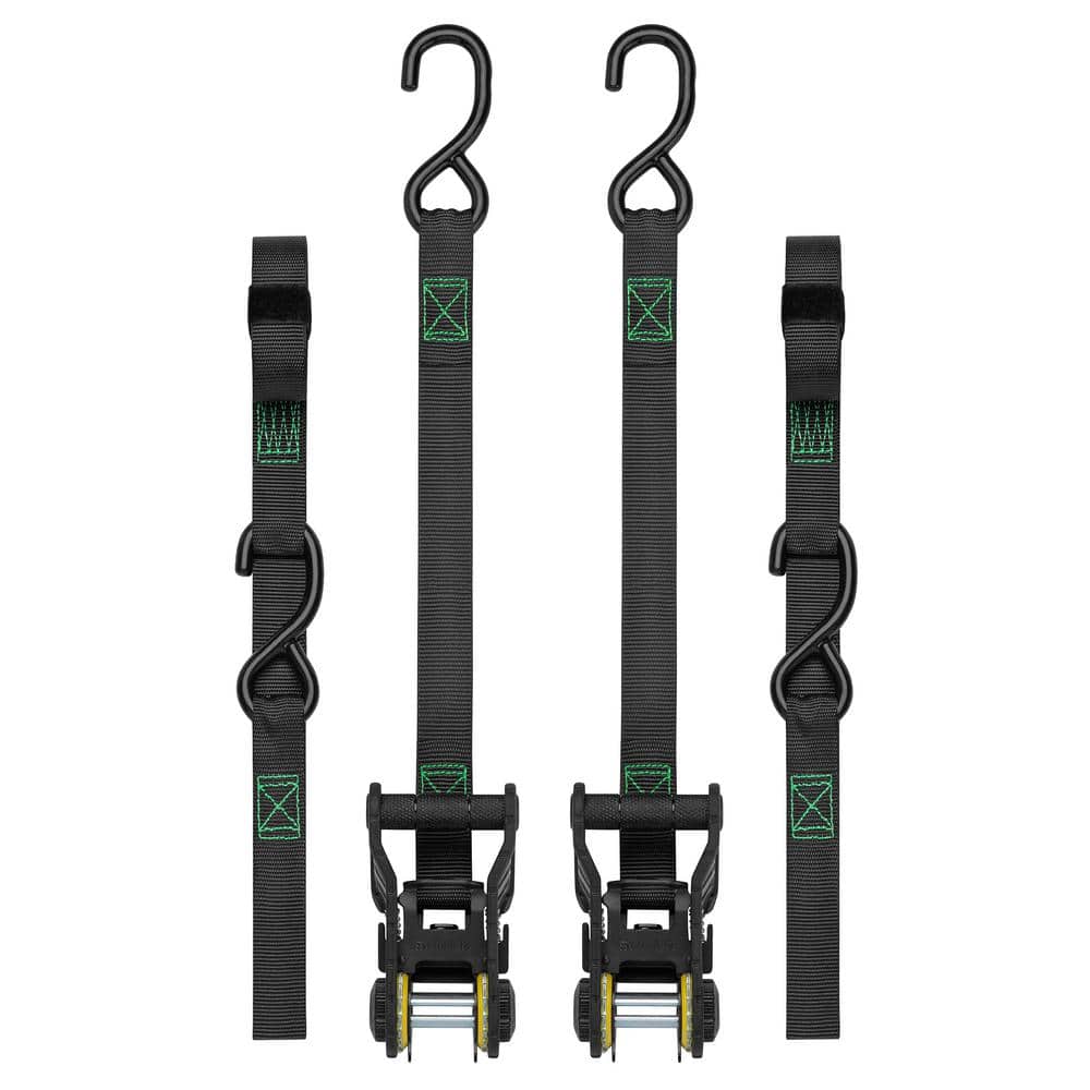 SmartStraps 1 in. x 10 ft. Green Tactical Standard Duty Ratchet Tie Down Straps  500 lb. Safe Work Load - 2 Pack