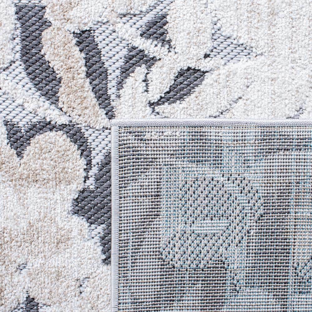 Ivory Floral Bliss 36" Easy-Care Synthetic Rectangular Rug