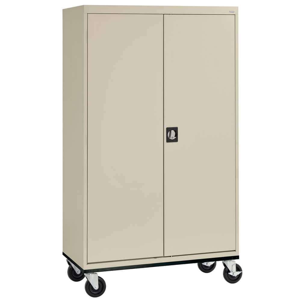 Putty Freestanding Lockable Steel Office Cabinet with Adjustable Shelving