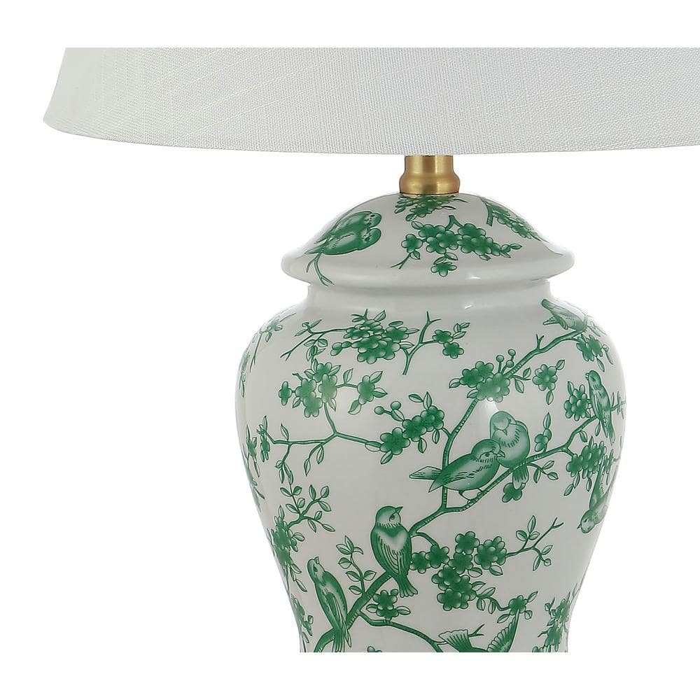 Penelope 22" Chinoiserie Classic LED Table Lamp in Green/White