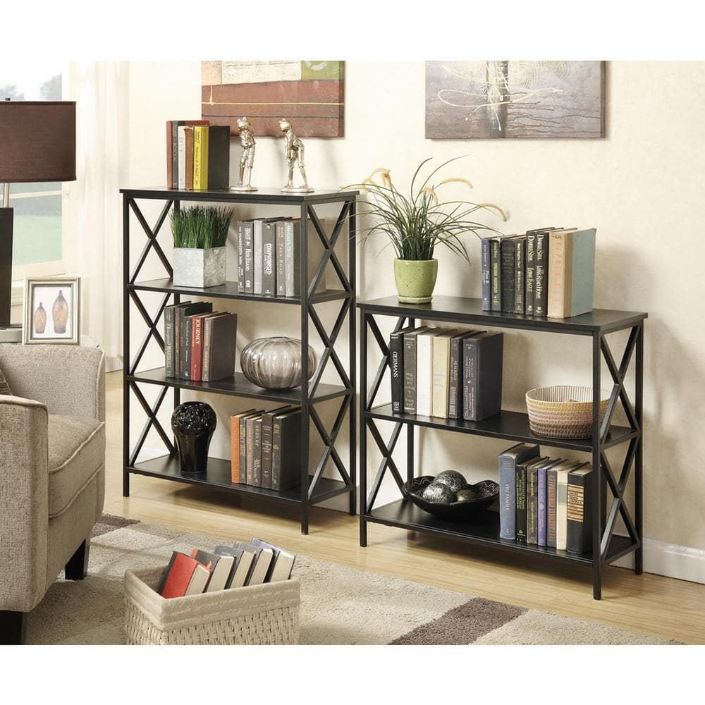 Tucson Modern Black 3-Tier Particleboard Bookcase