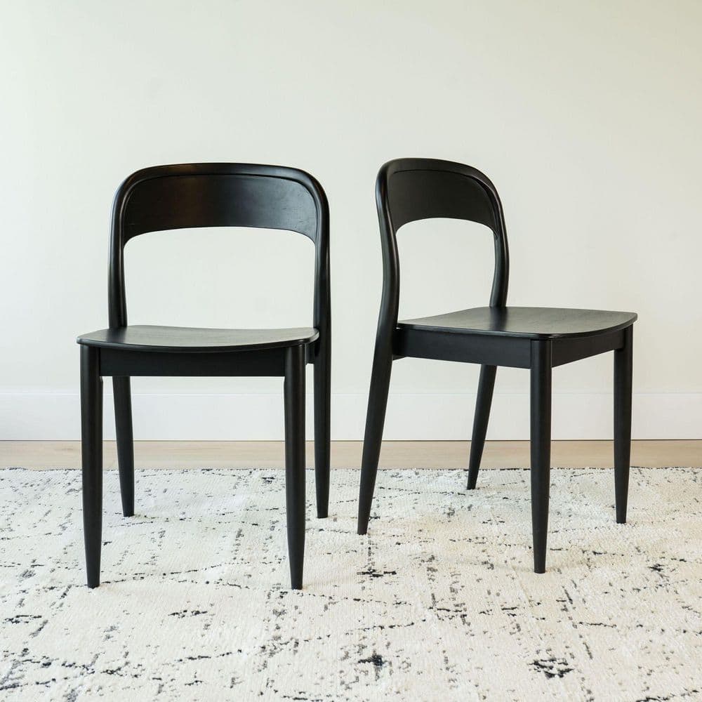 Loar Black Wood Curved Back Dining Chair (Set of 2)