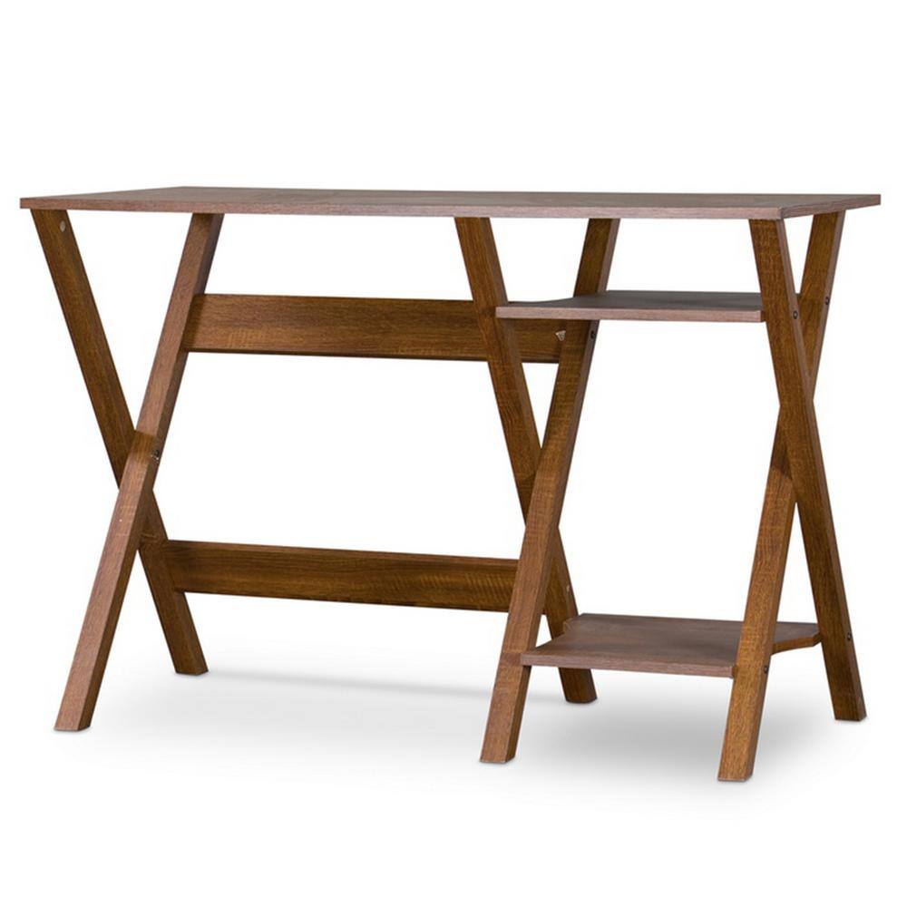 Sonoma Oak Veneer Brown Writing Desk with Shelves