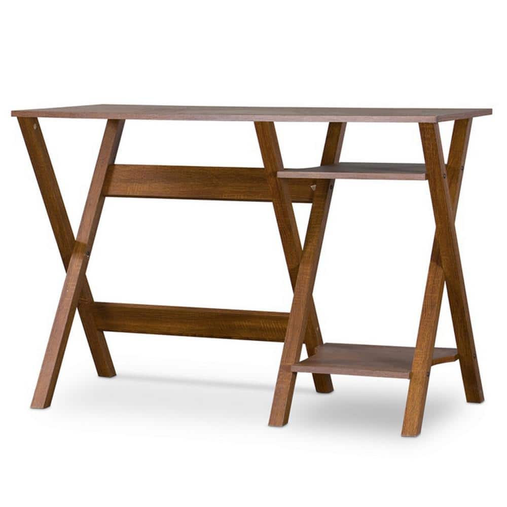 Sonoma Oak Veneer Brown Writing Desk with Shelves