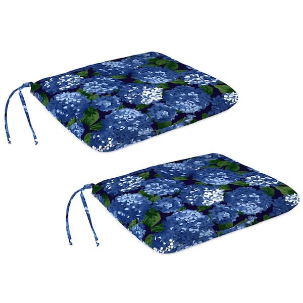 Jordan Manufacturing 16 in. W x 16 in. D x 3 in. T Square Outdoor Seat Cushion in Hydrangea Midnight (2-Pack)