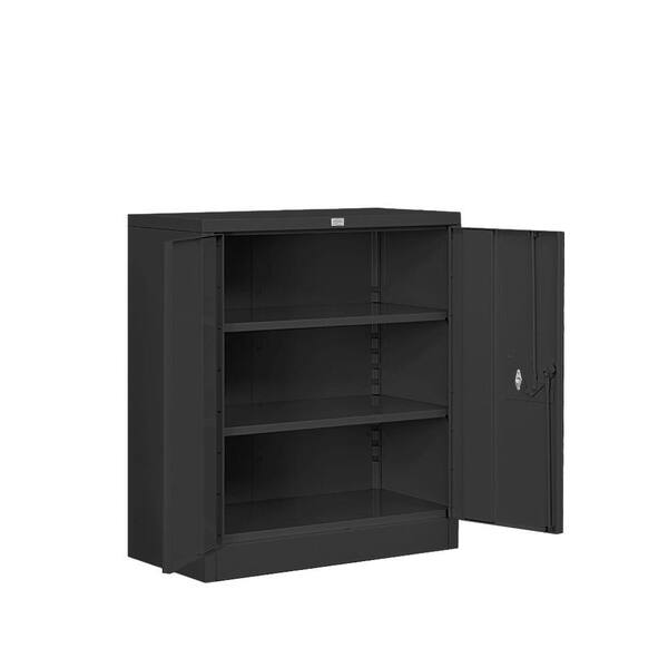 Salsbury Industries 36 in. W x 42 in. H x 18 in. D 2-Shelf Heavy Duty Metal Counter Height Assembled Storage Cabinet in Black