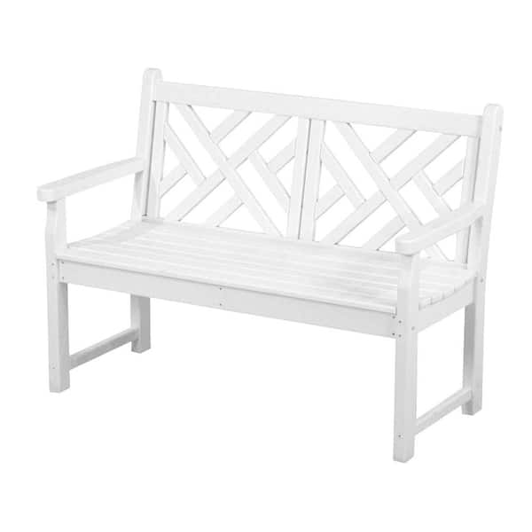 POLYWOOD Chippendale 48 in. White Patio Bench