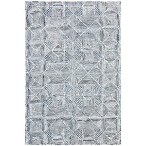 Abstract Blue/Ivory Doormat 2 ft. x 4 ft. Diamond Geometric Area Rug