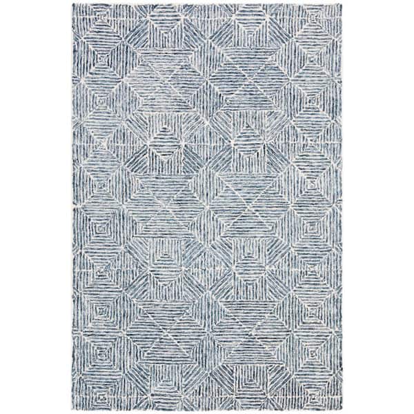 Abstract Blue/Ivory Doormat 2 ft. x 4 ft. Diamond Geometric Area Rug