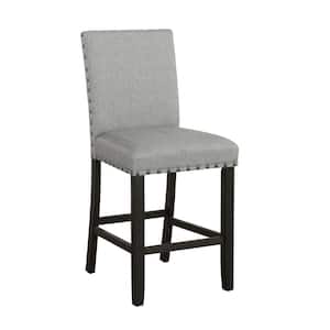Keat 40.25 in. Antique Noir and Grey Solid Back Wood Frame Counter Height Stool with Nailhead Trim (Set of 2)