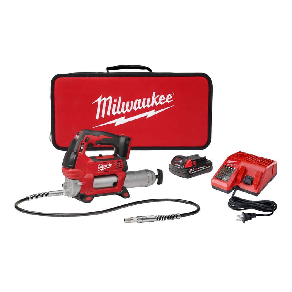 Milwaukee M18 18V Lithium-Ion Cordless Grease Gun 2-Speed with (1) 1.5Ah  Batteries, Charger, Tool Bag 2646-21CT The Home Depot