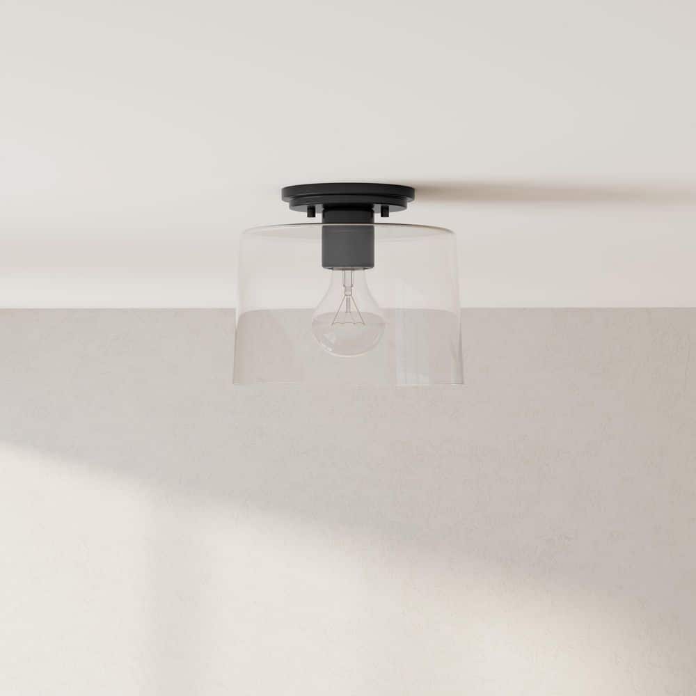 Adley Matte Black and Clear Glass Flush Mount Light