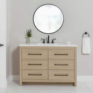 Hailey 49 in. W x 19 in. D x 35 in. H Single Sink Freestanding Bath Vanity in Beige Oak with White Cultured Marble Top