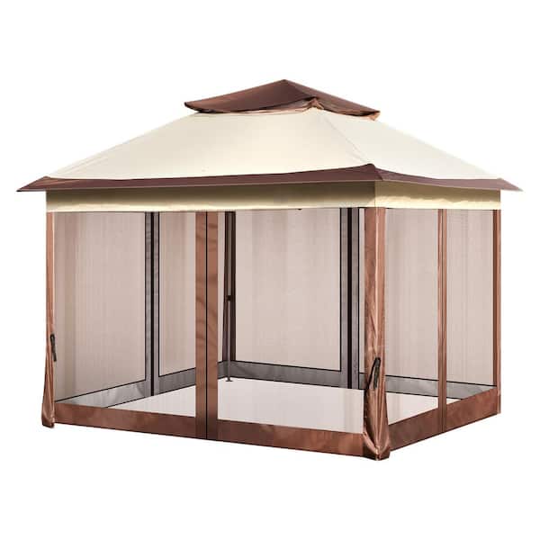 SVOPES 11 x 11 ft. Pop-Up Gazebo for 8-10 People, Outdoor Canopy with Insect Netting, Sturdy Metal Frame, and Water-Resistant