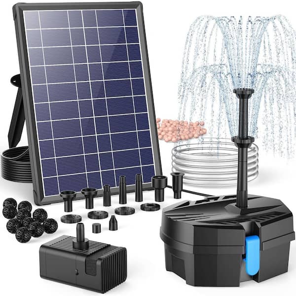 8W Solar Pond Filter with Water Shortage Protection, Water Pump and Clear Tubing for Pond, Fish Tank, Bird Bath, Garden