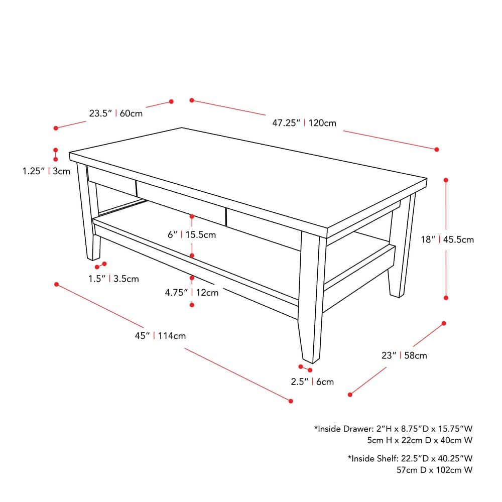 Hollywood Dark Gray Rectangular Coffee Table with Hidden Storage
