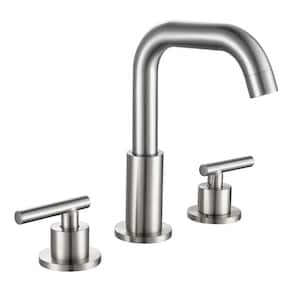 8 in. Widespread Double Handle Bathroom Faucet with Swivel Spout 3-Hole Brass Bathroom Basin Taps in Brushed Nickel