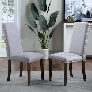 Light Grey Upholstered Dining Chairs (Set of 2)