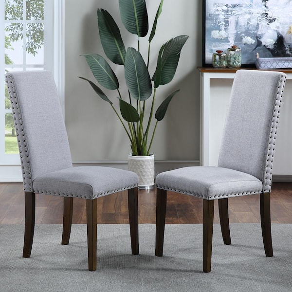 Harper & Bright Designs Light Grey Upholstered Dining Chairs (Set of 2)