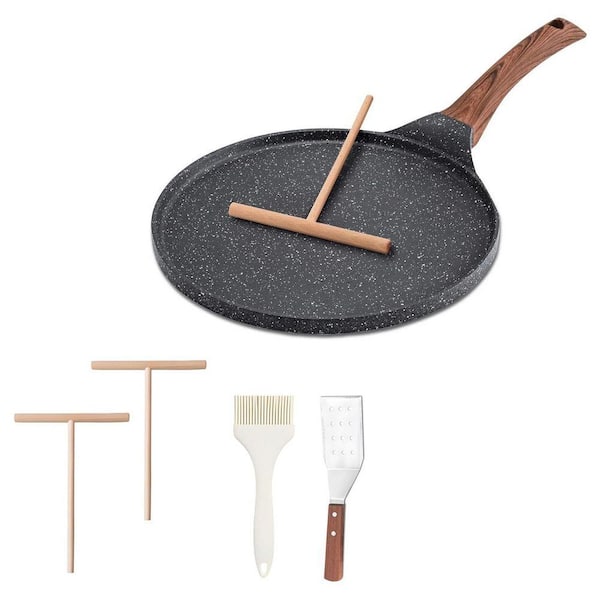 Cast Iron 5-Piece Nonstick Ceramic Grill Pan Set 11 in. Nonstick Flat Skillet Grill Pan for Pancakes Crepes Dosa