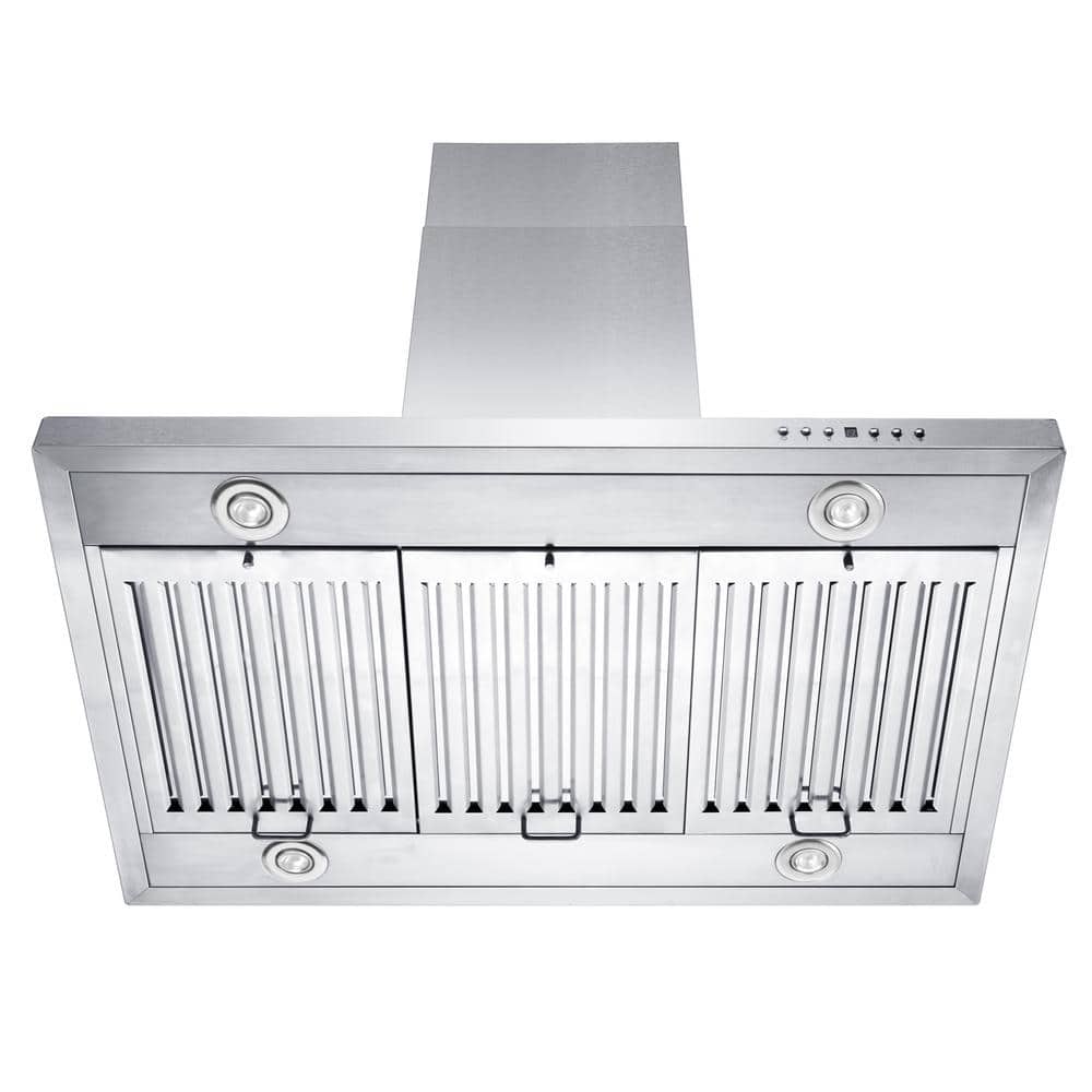 30" Stainless Steel Convertible Island Range Hood with Charcoal Filter