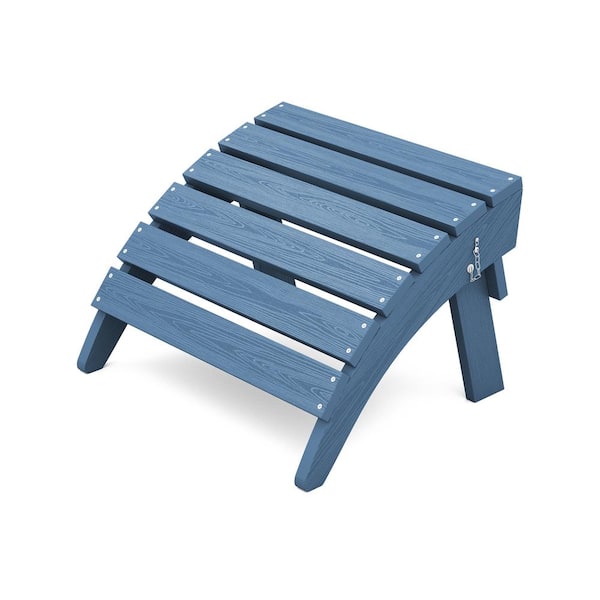 JEAREY HDPE Folding Plastic Outdoor Ottoman for Adirondack in Navy ...