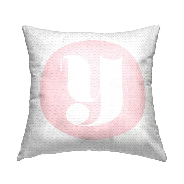 Stupell Industries Pink Circle Letter Y Square Outdoor Throw Pillow