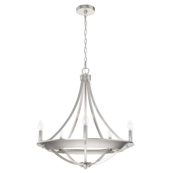 Perch Point 5-Light Brushed Nickel Candlestick Chandelier