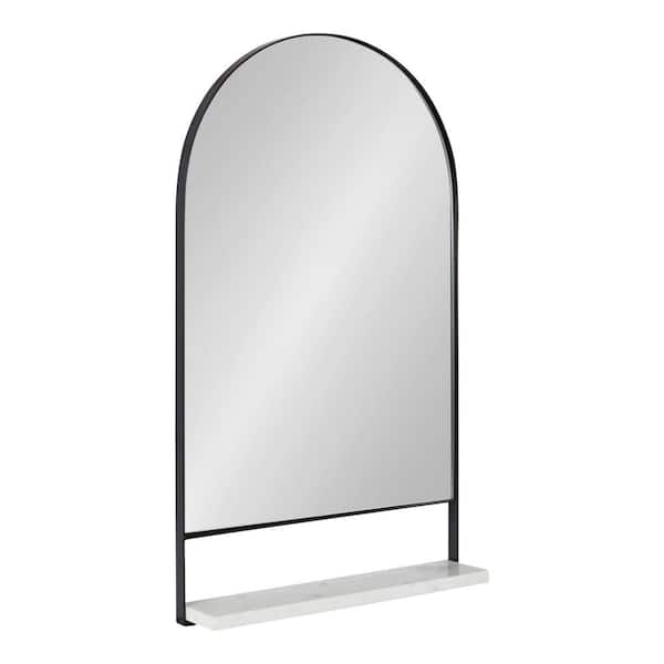 Kate and Laurel Chadwin 34.25 in. x 20 in. Modern Arch Black Framed Decorative Wall Mirror