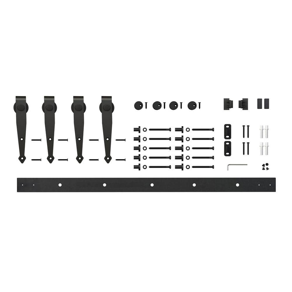 6 ft. Black Steel Solid Arrow Style Mini Sliding Rolling Barn Door Hardware Kit for Double Furniture Wood Doors price history on PriceWatchPro