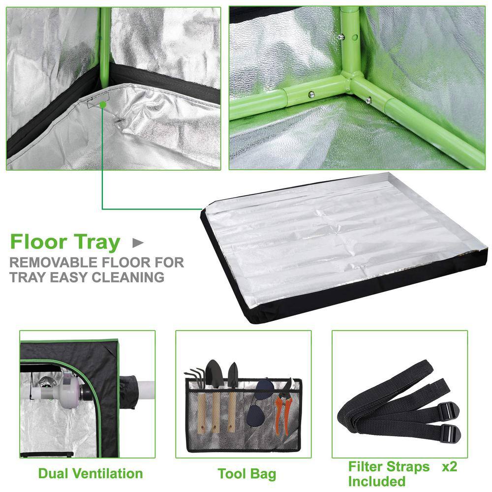 4 ft x 4 ft Green Hydroponic Grow Tent with Observation Window